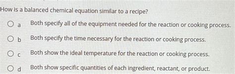how are balanced equations similar to cooking recipes